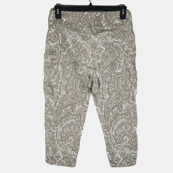 New Directions - Women's Size 12 - Tan Paisley Capri Pants Flat Front No Pockets - Picture 3 of 10